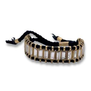 J. Crew Women's Embedded Box Crystal Woven Rope Statement Bracelet